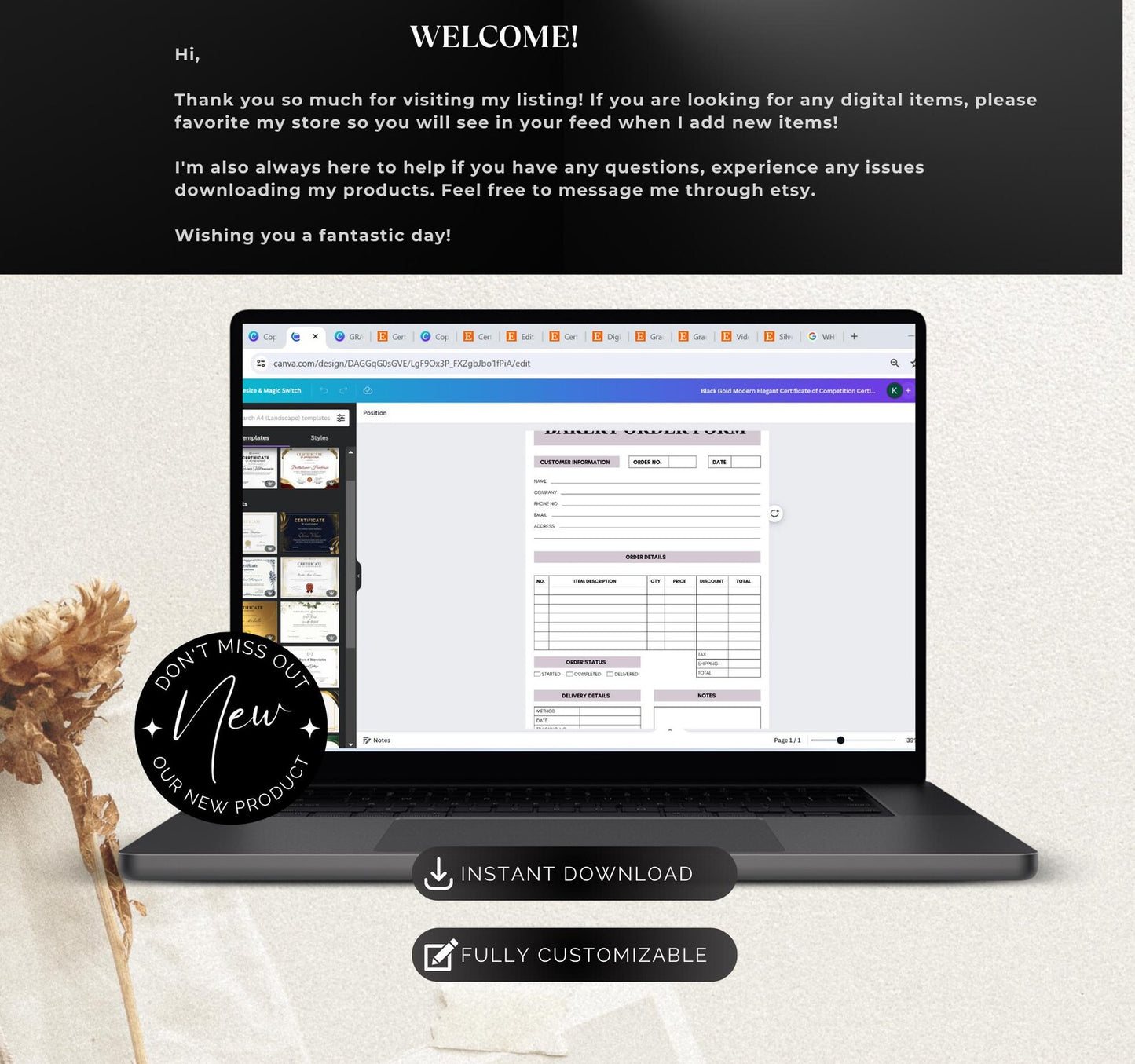 Bakery Order Forms and invoice Templates