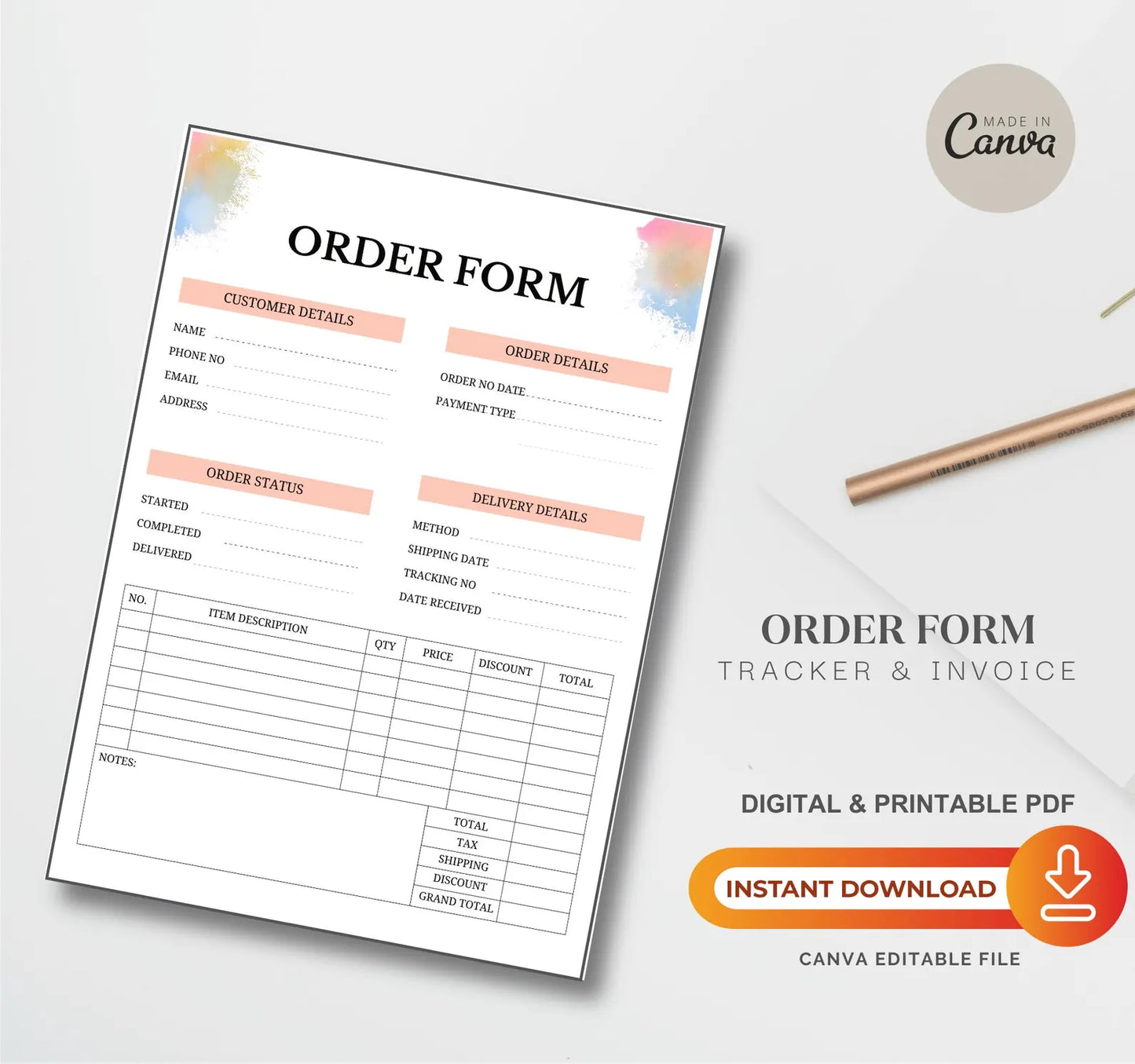 Beige Order form and Invoice Templates