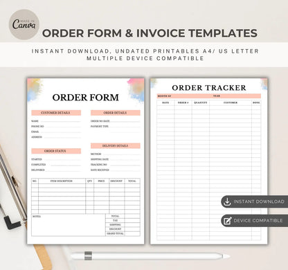 Beige Order form and Invoice Templates