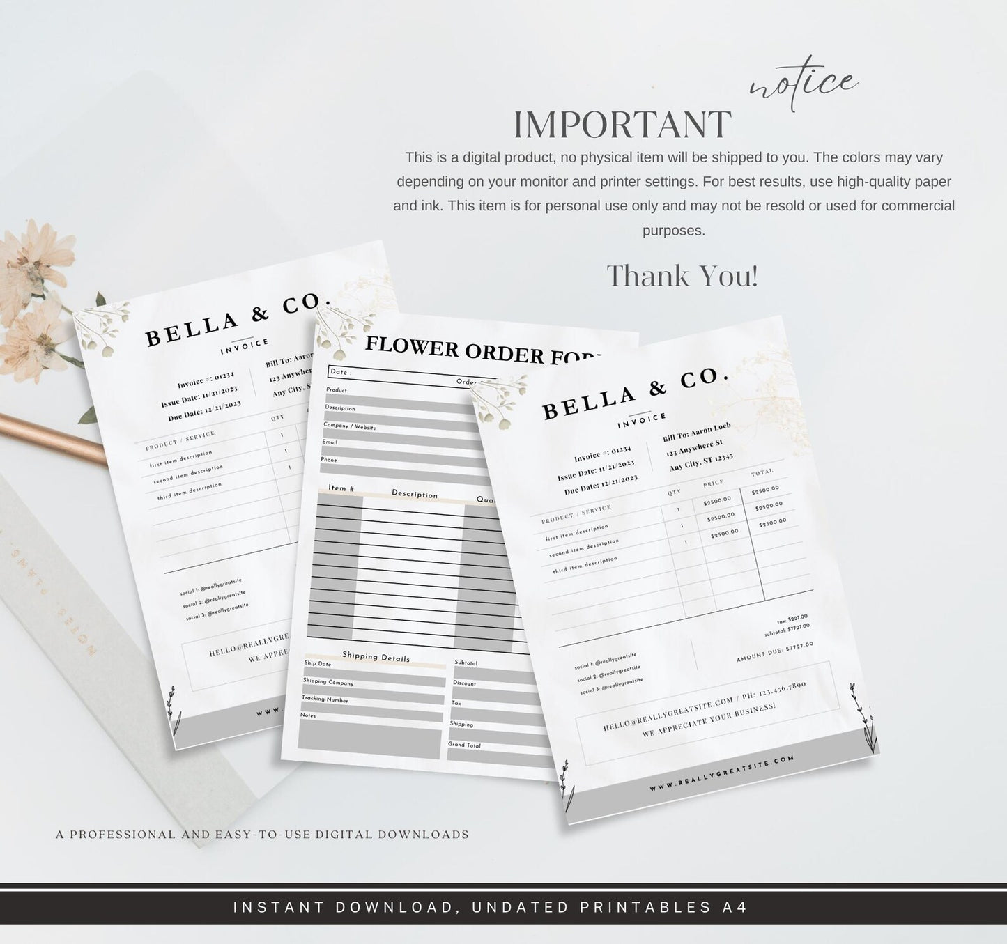 Order form and Invoice Templates
